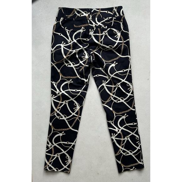 CACHE Women’s 2 Bridle Print Stretch Slim Trouser Pant Black Gold Chain - Picture 6 of 10